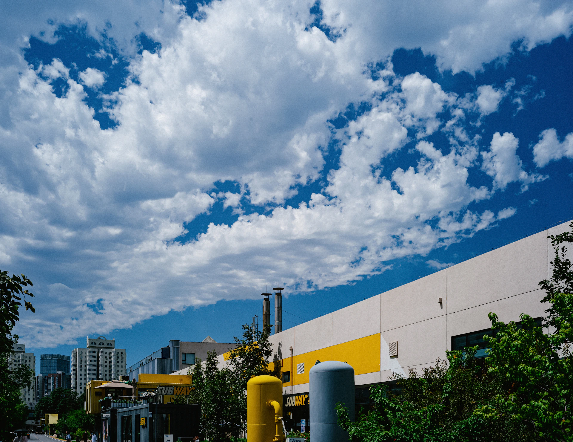 woman wearing yellow long-sleeved dress under white clouds and blue sky during daytime