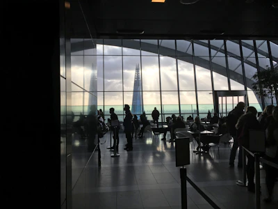Bright commercial interiors with open workspace and city views.