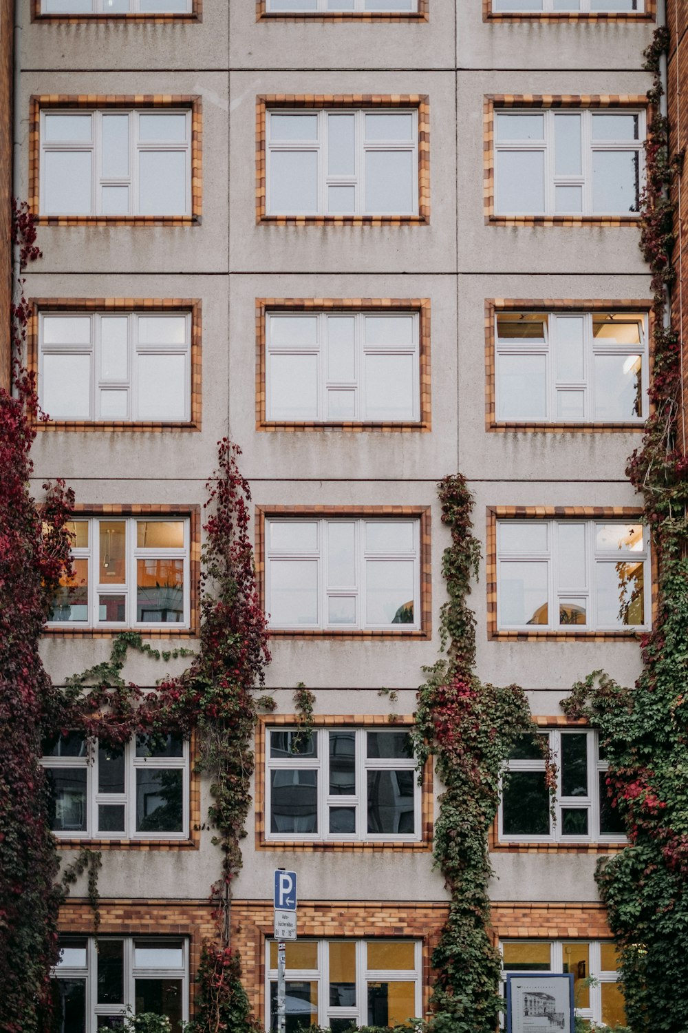 a brick building with many windows