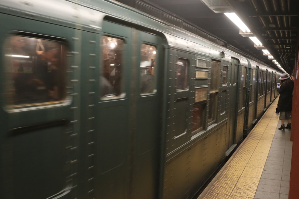 a train pulling into a station