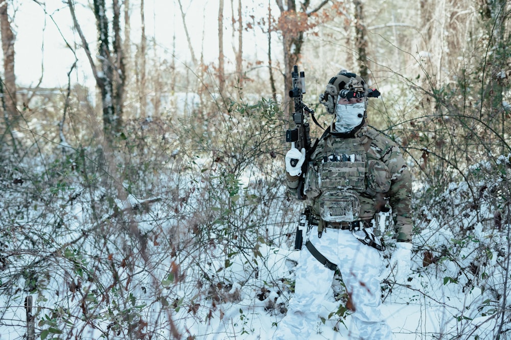 a person in a garment in the snow