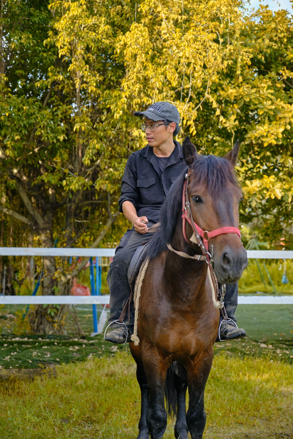 a person riding a horse