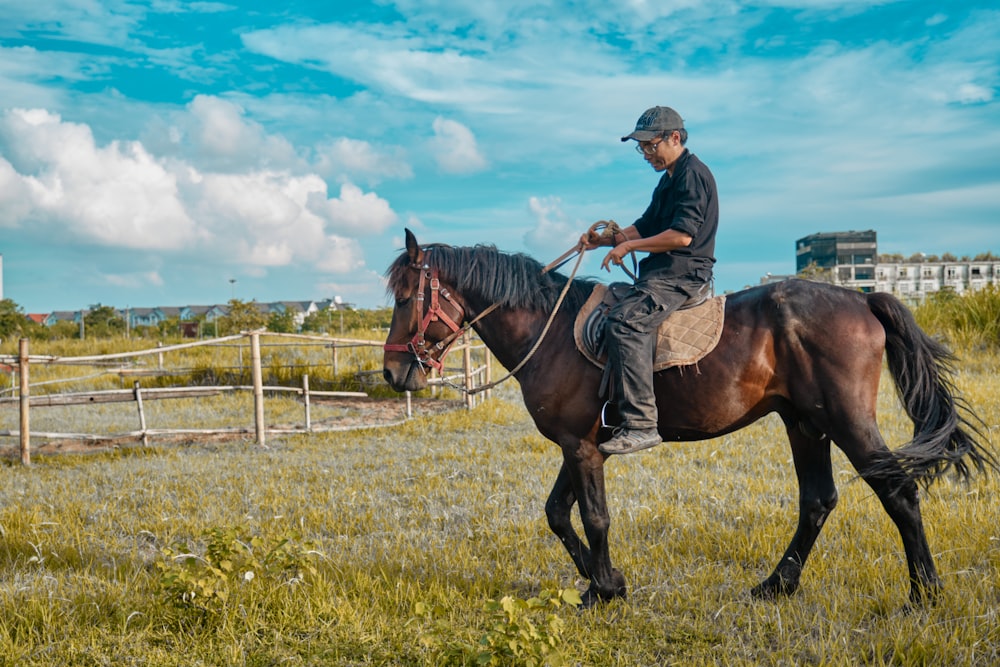 a man riding a horse