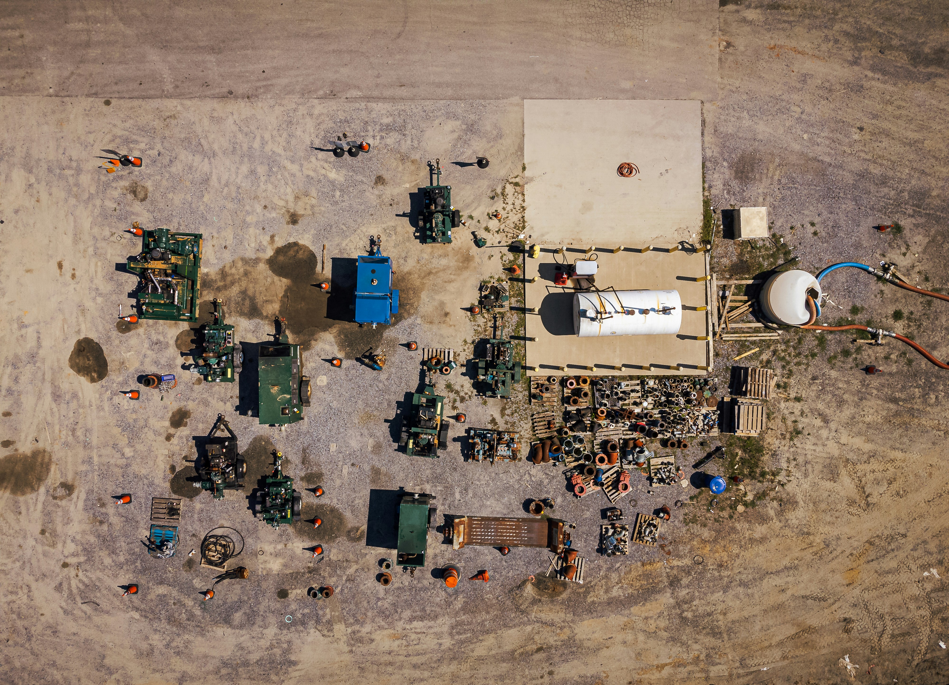 Aerial view of a concrete manufacturing facility.