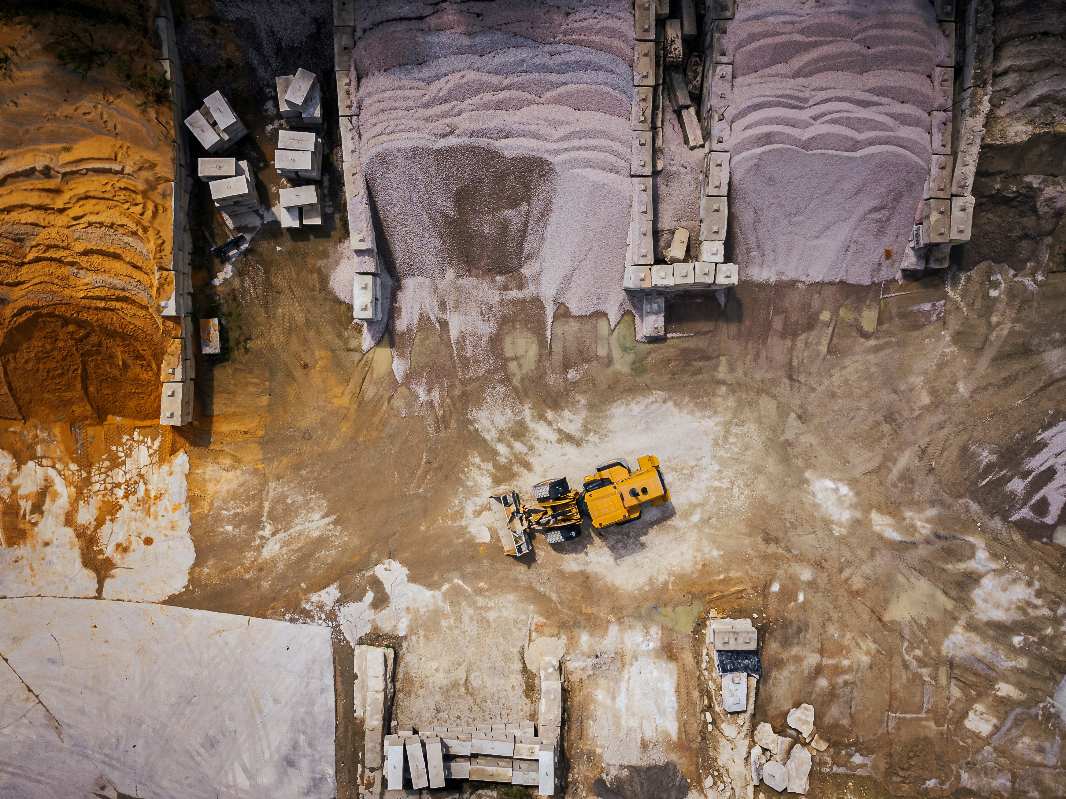 Aerial view of a concrete manufacturing facility.