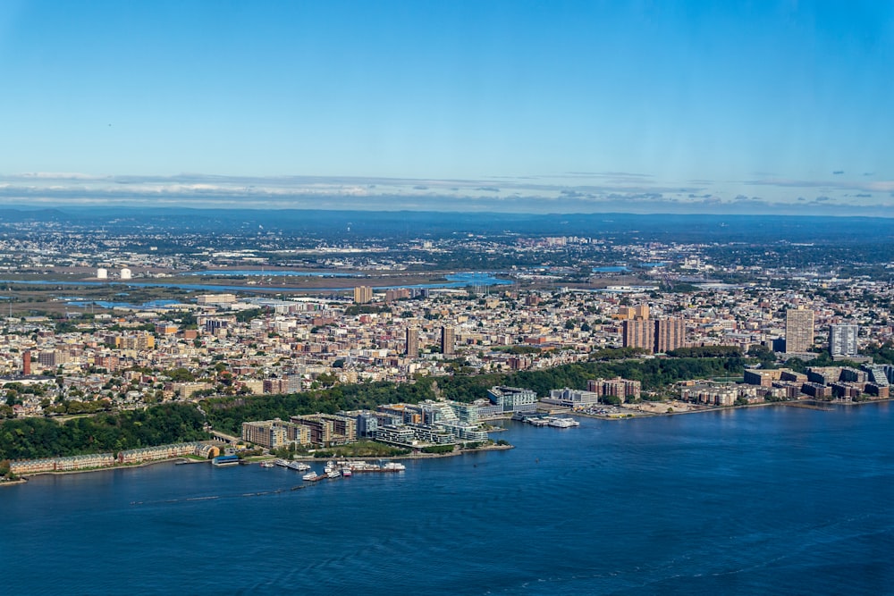 a city next to a body of water