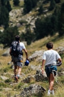 a couple of people hiking