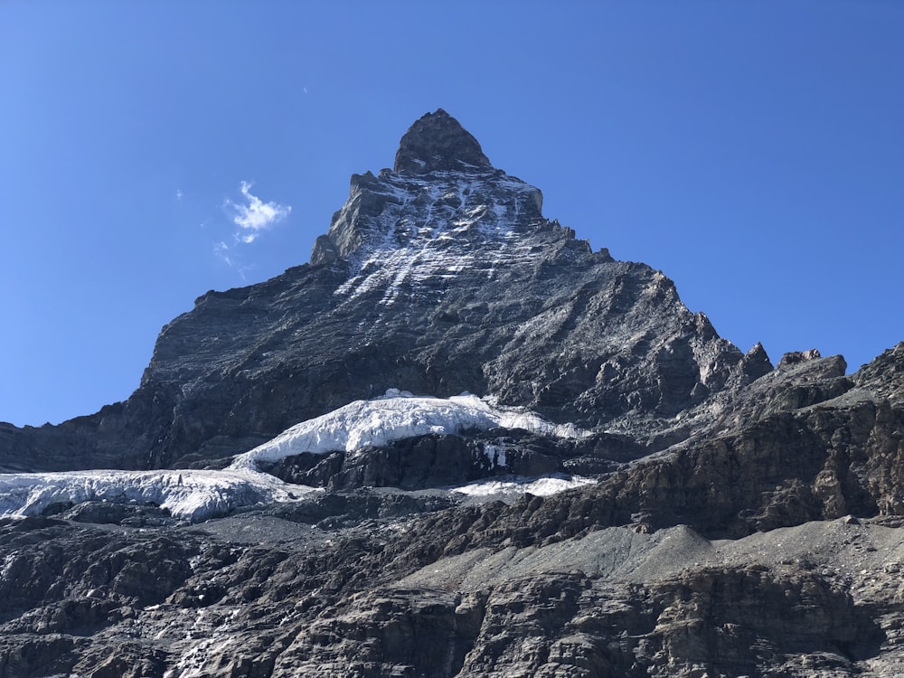 a mountain with snow