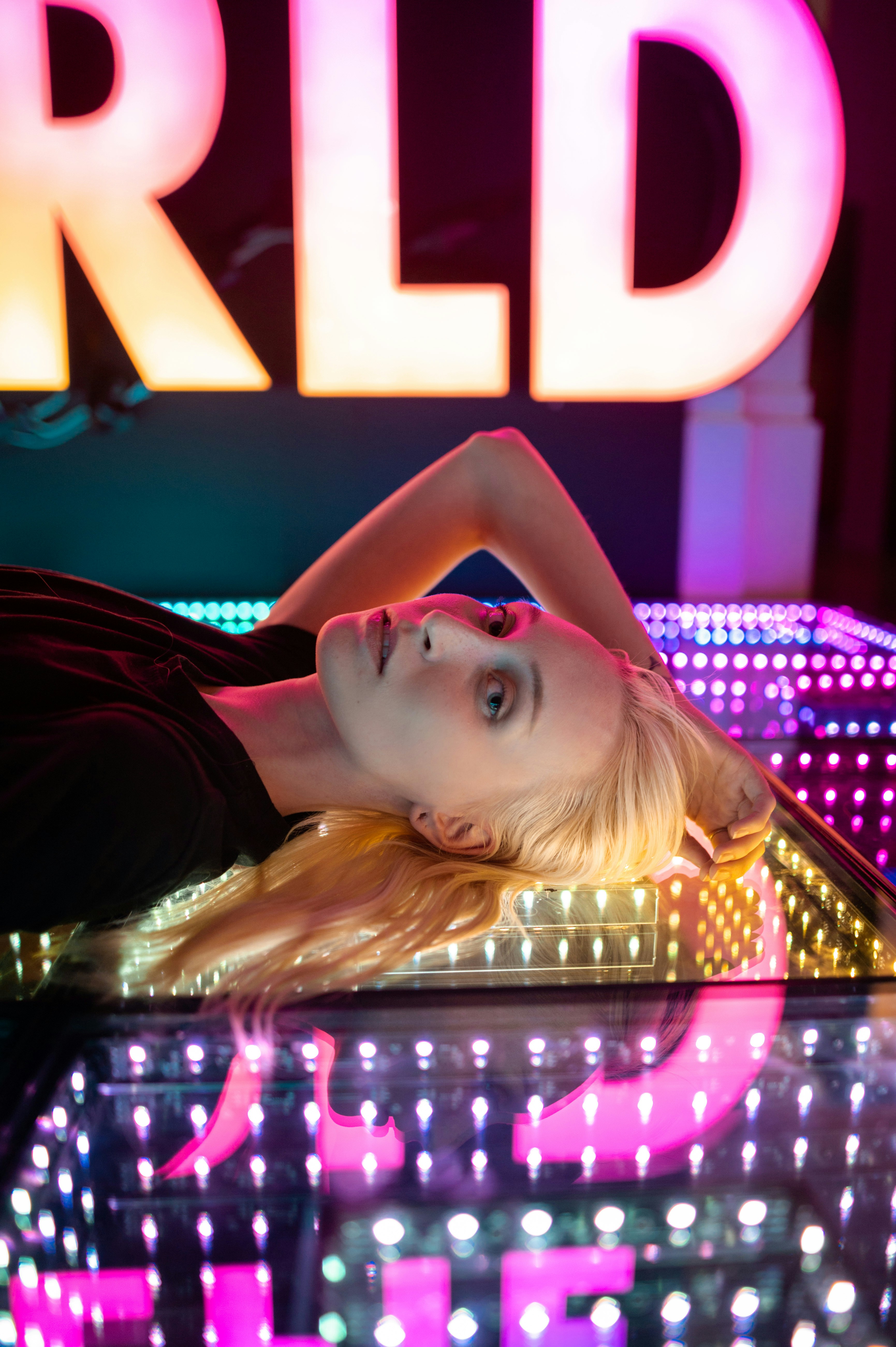 Natural balayage highlights on flowing hair