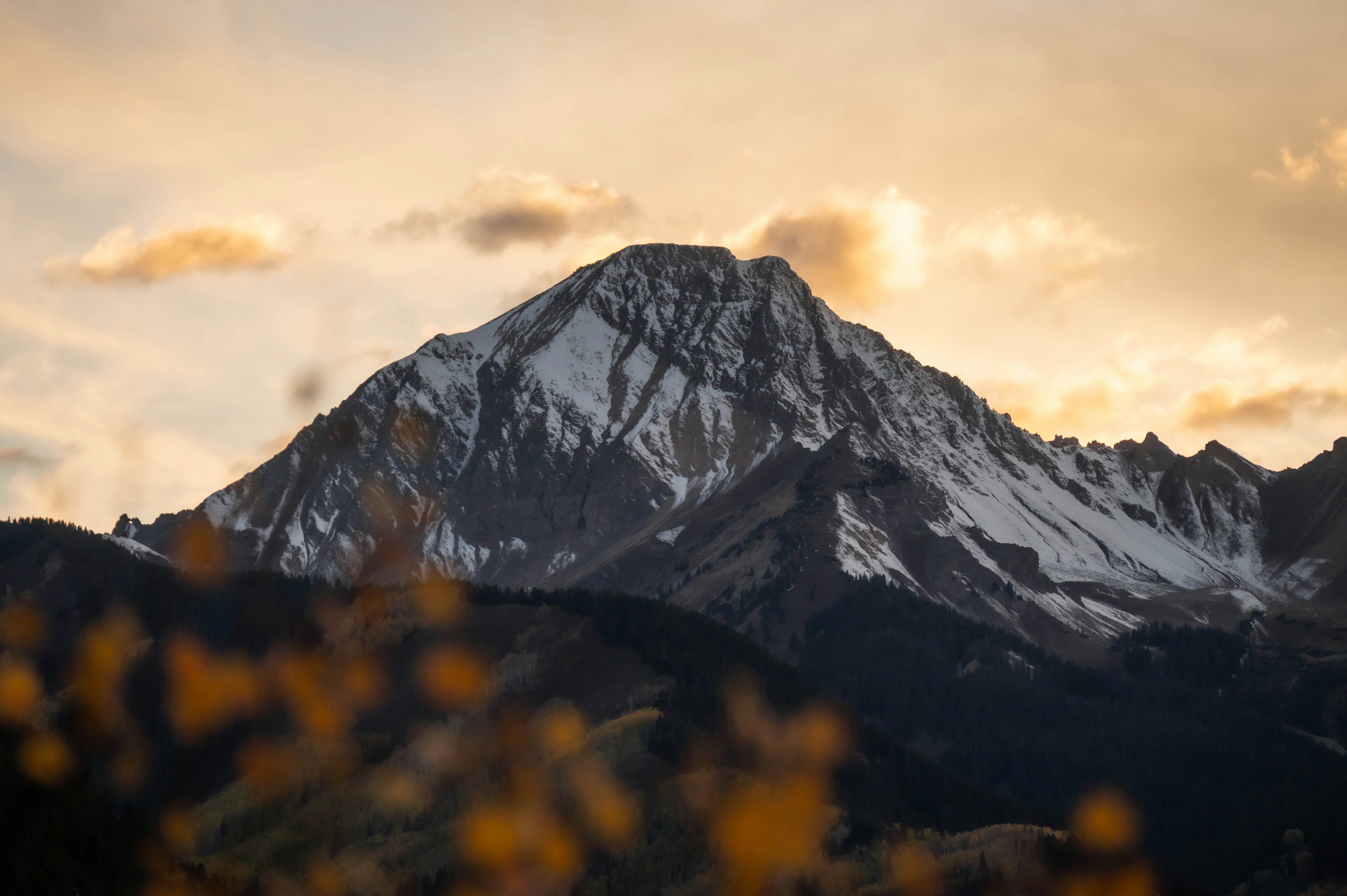 a mountain with snow
