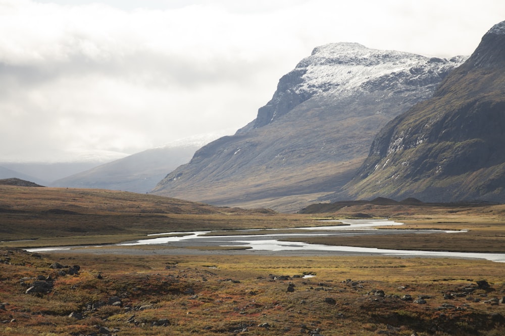 a mountain with snow