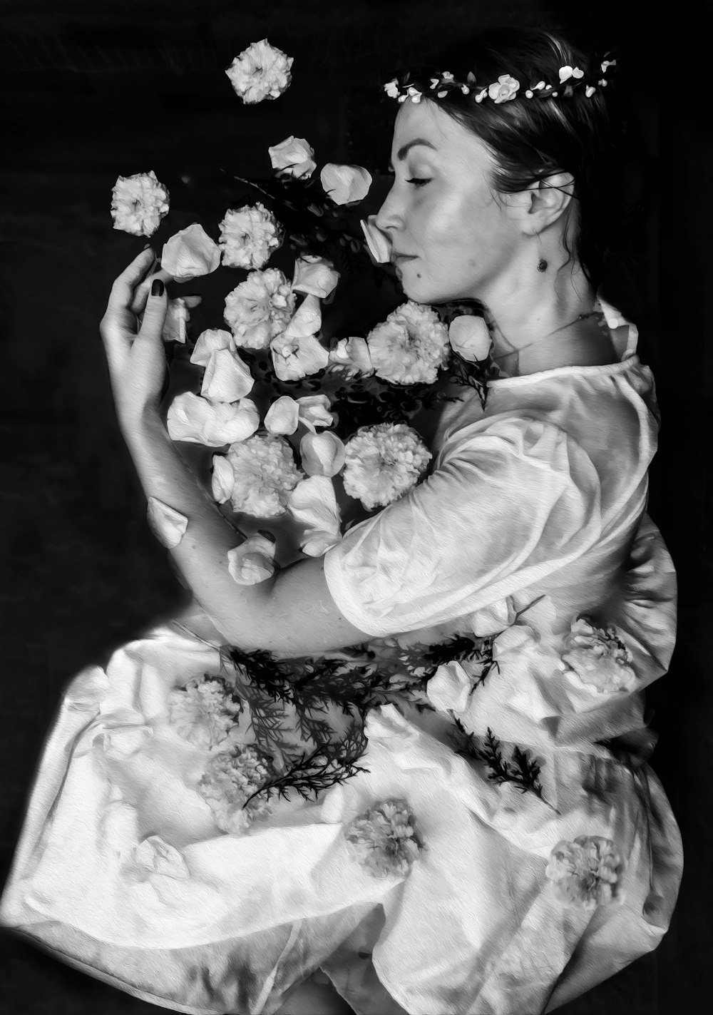 a person holding flowers