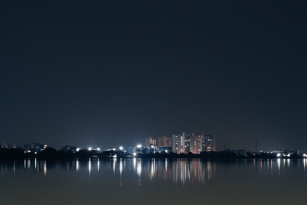 a city skyline at night