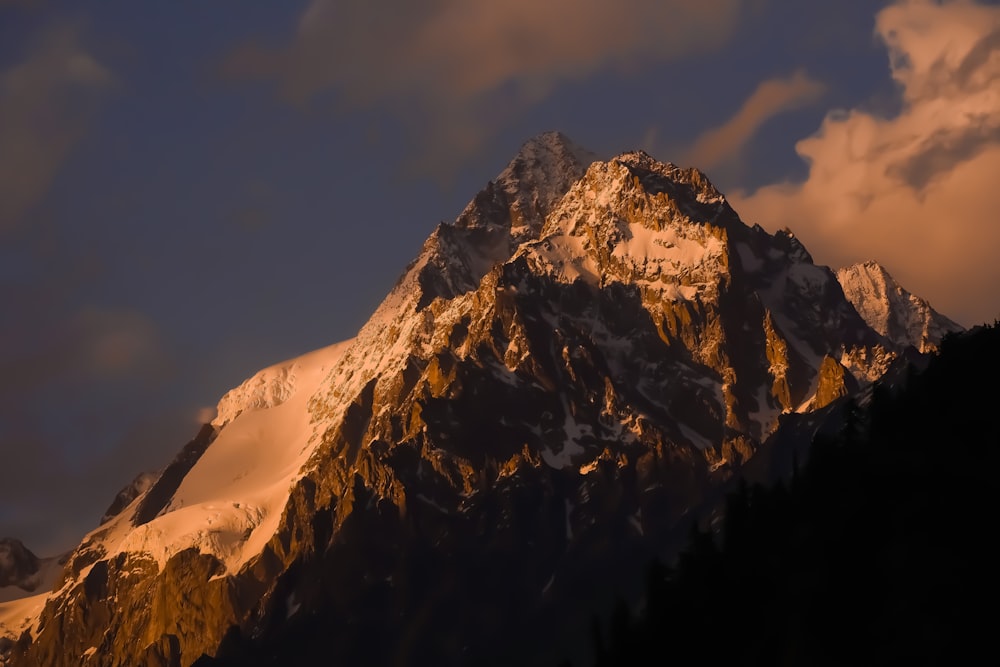 a mountain with snow