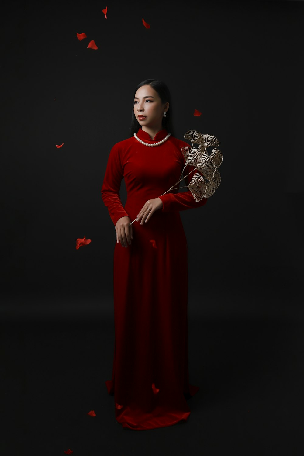 a person in a red dress
