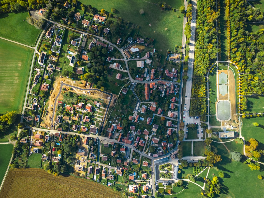 une vue en hauteur d’un parc