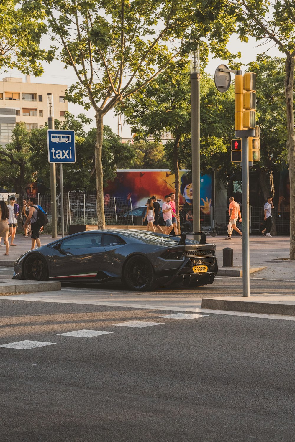 a black car on the street