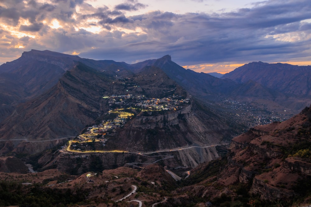 a winding road through a valley