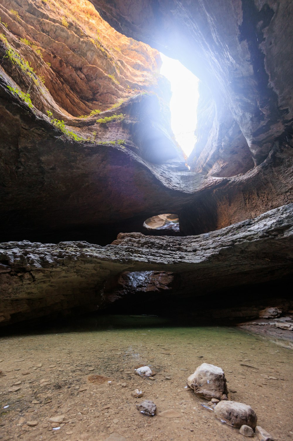 a cave with a river in it