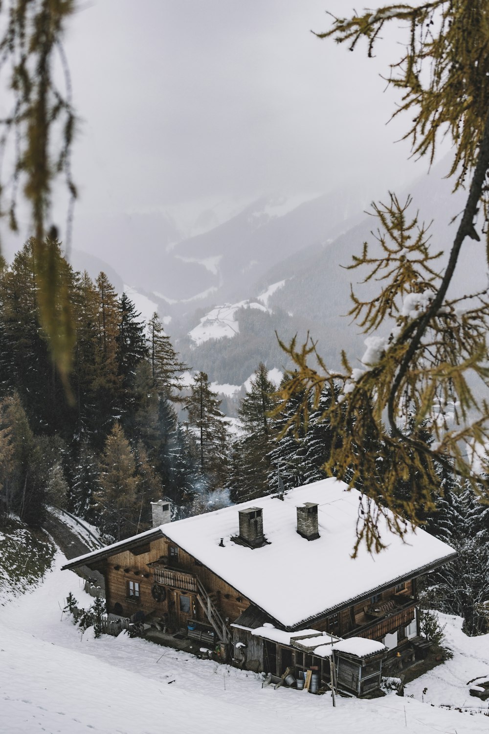 a house in the snow