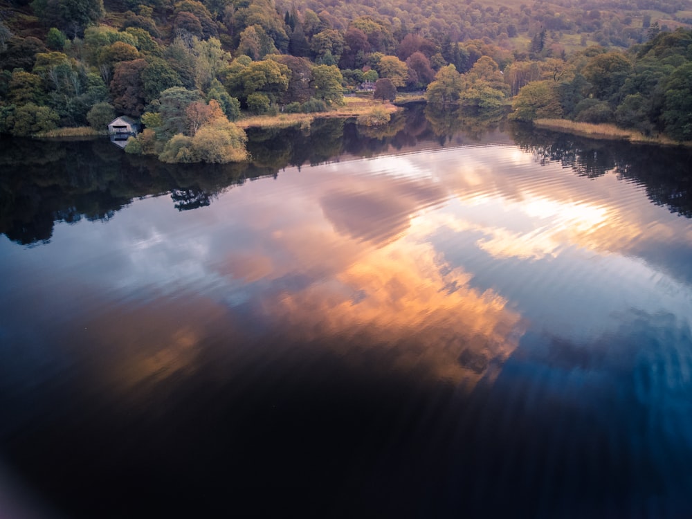 a lake surrounded by trees