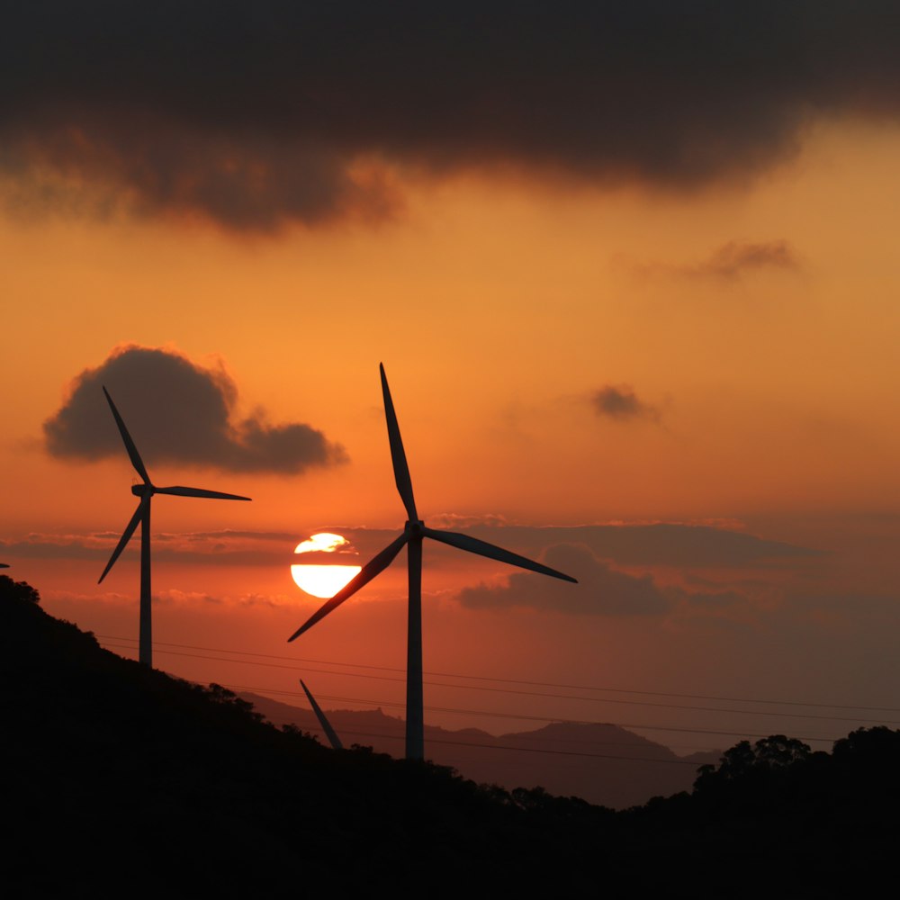 a group of wind turbines