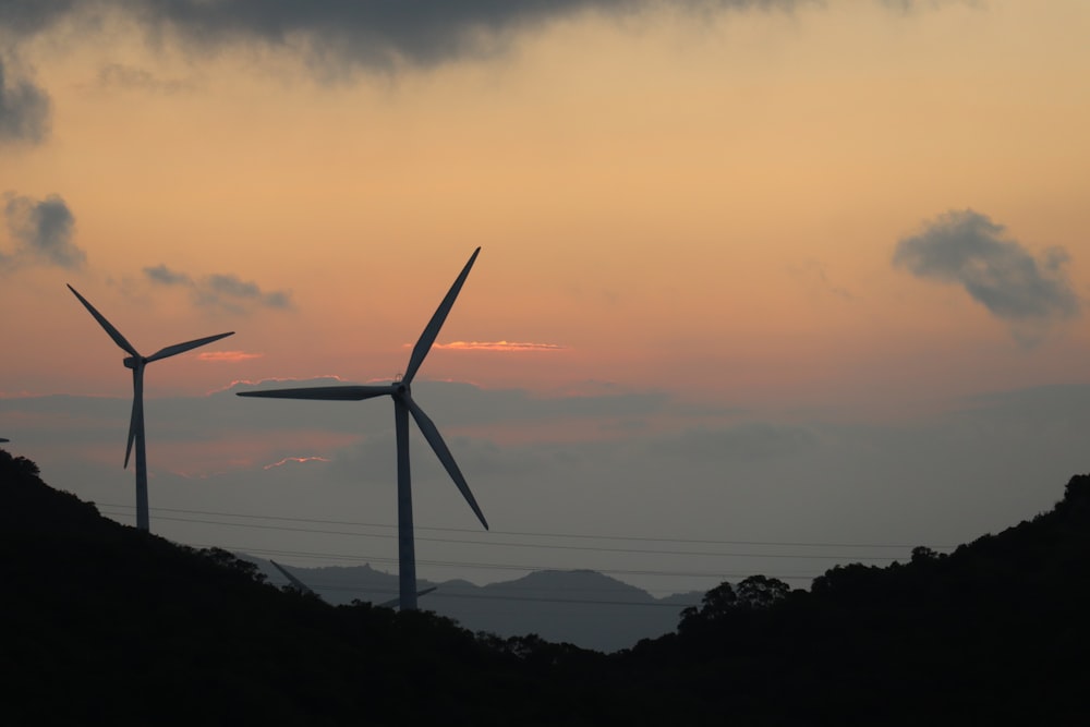 a group of windmills in a field