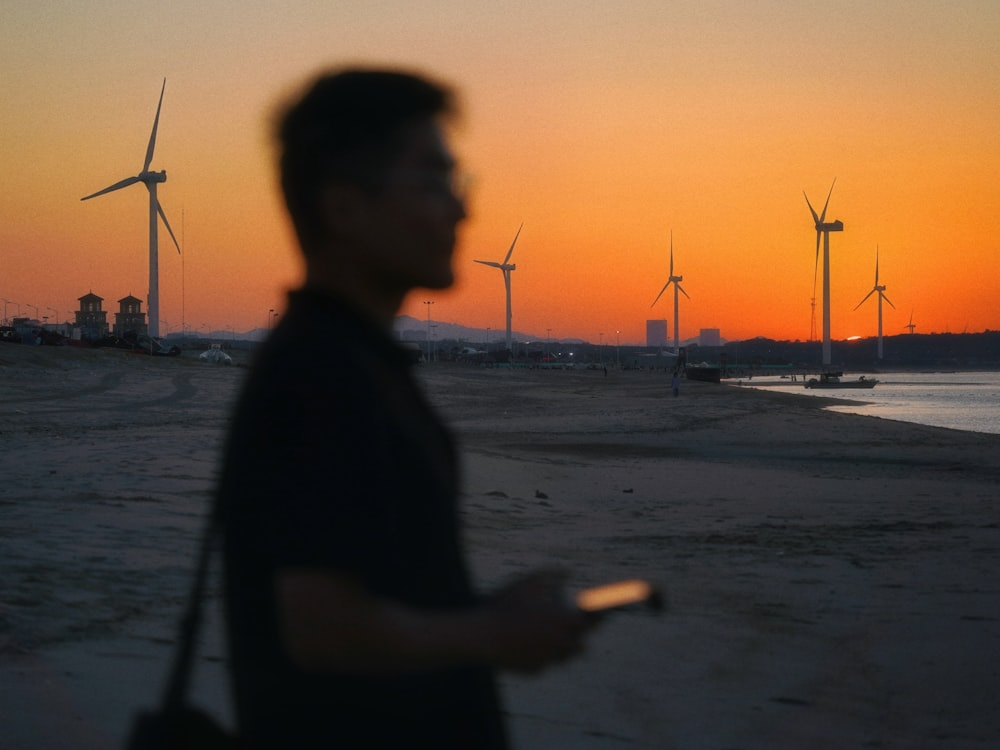 a person standing on a beach