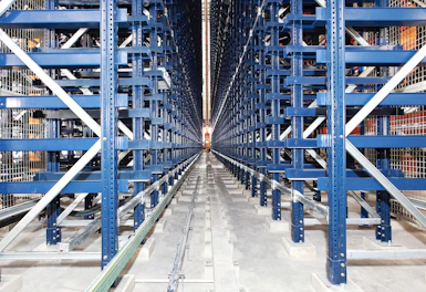 a long blue bridge