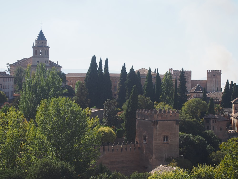 a large building with trees in front of it