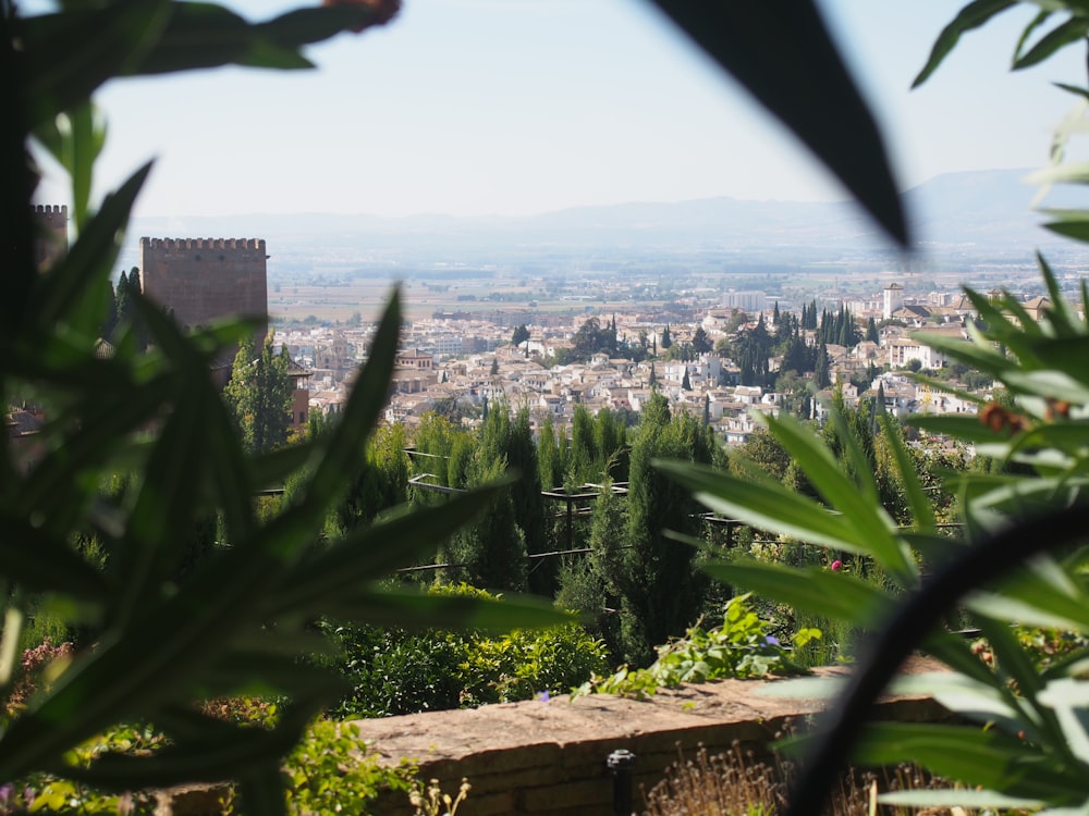 a view of a city from a balcony