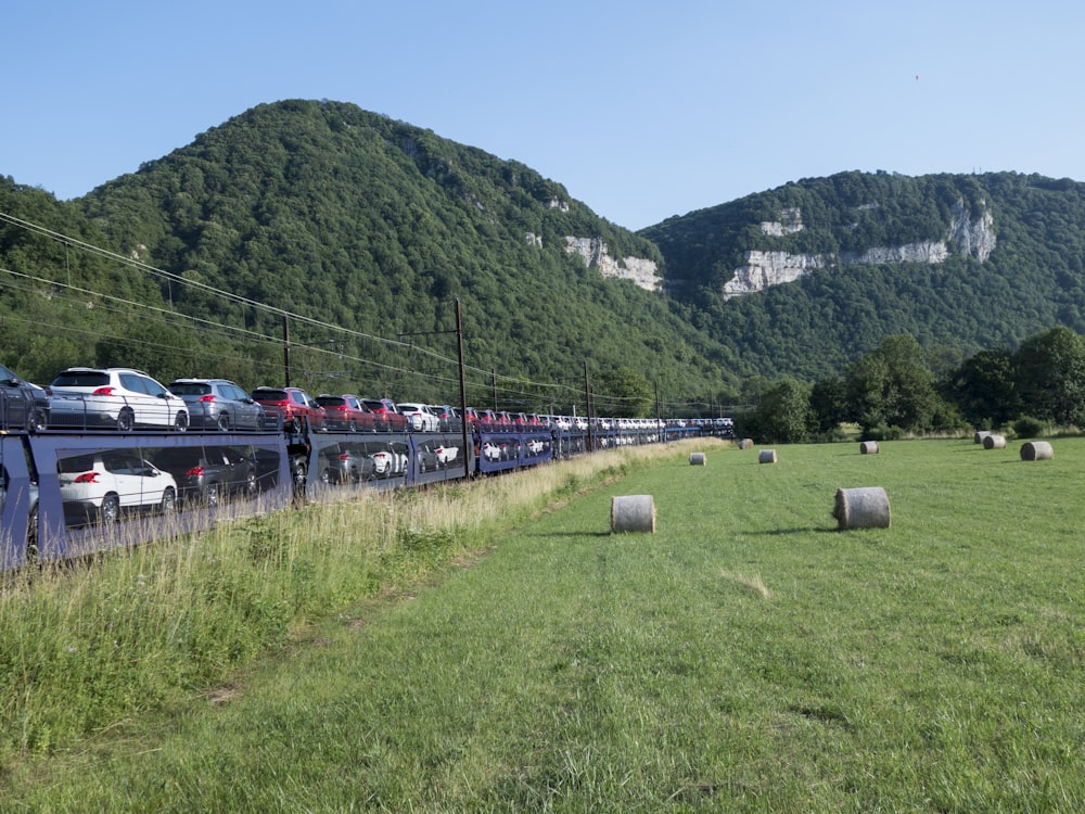 a group of cars parked on the side of a road