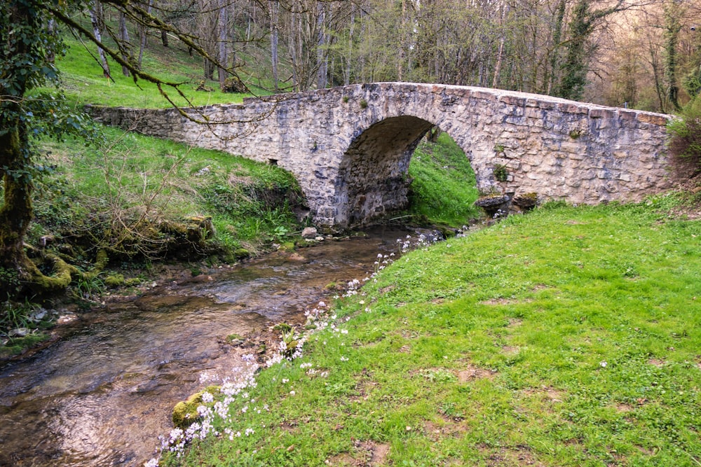 Un ponte di pietra su un ruscello