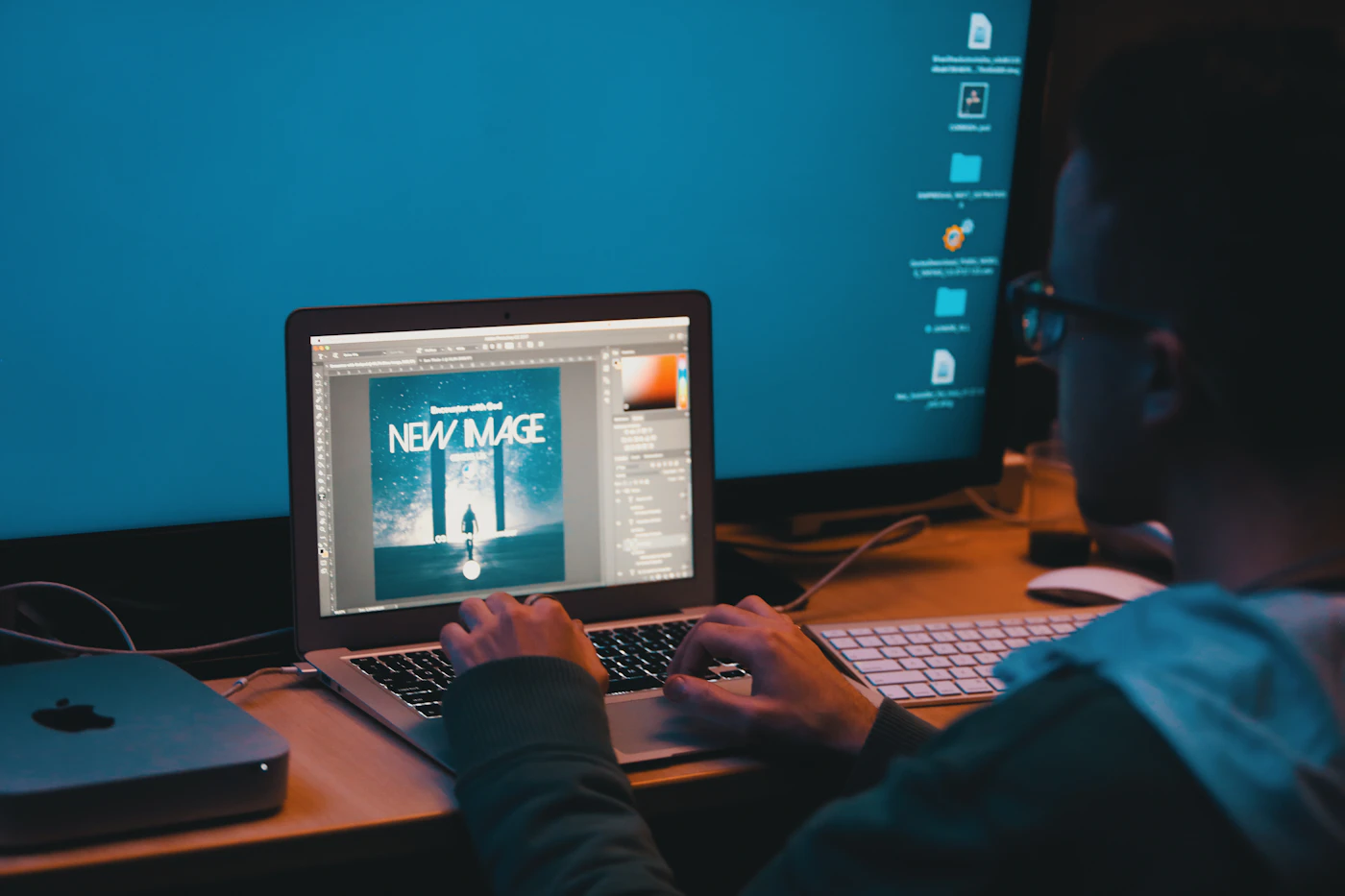 A man using a laptop