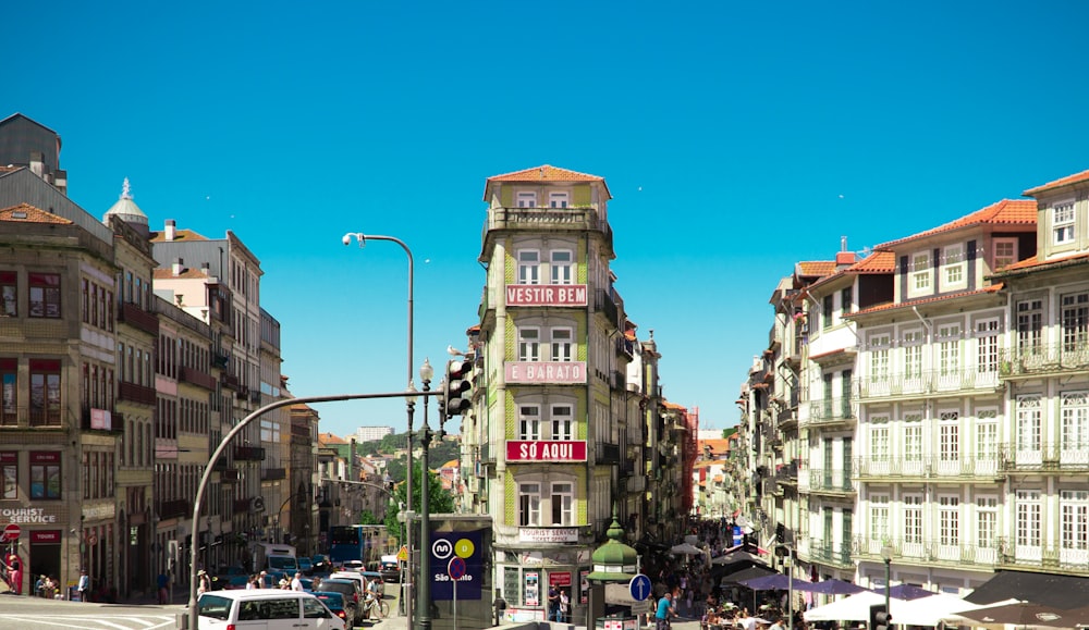 a street with buildings on either side