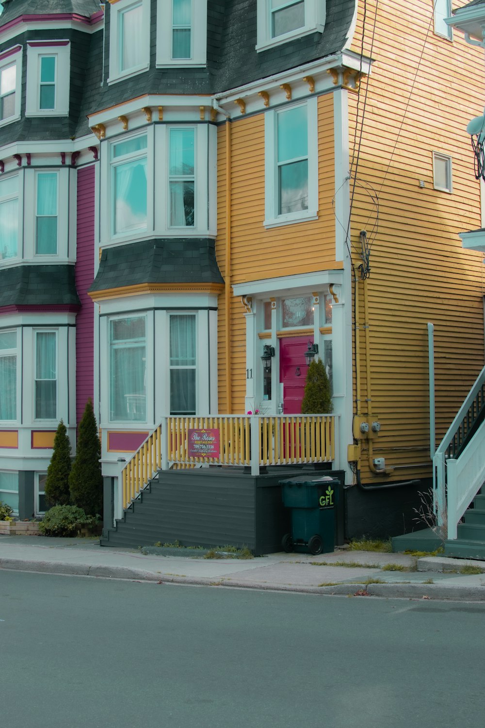 a row of colorful houses