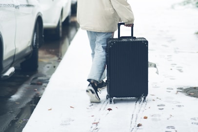 a person pulling a suitcase