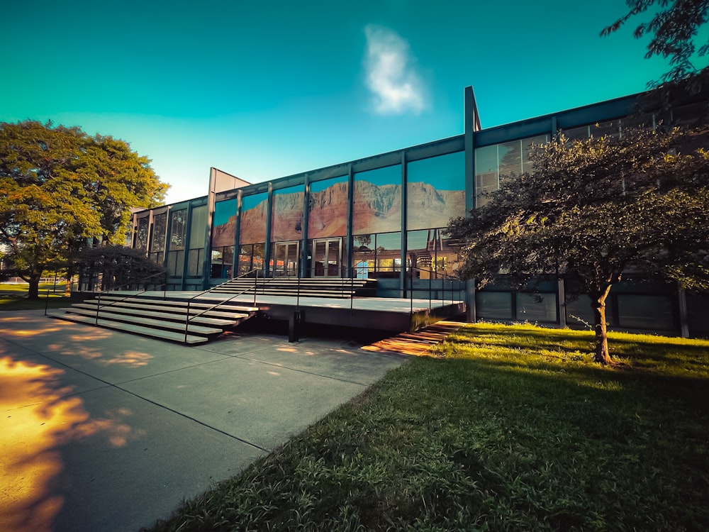 a building with a glass front