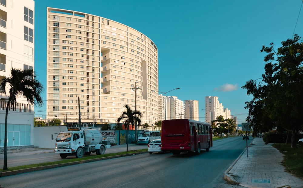 a street with cars and buildings on the side