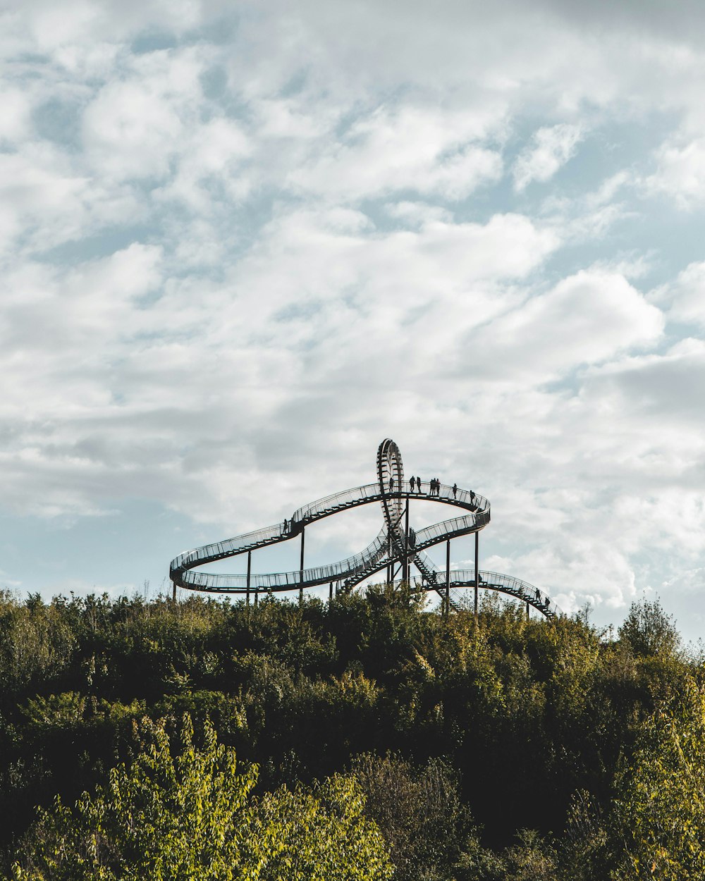 a roller coaster in a field