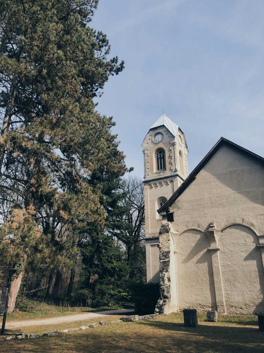 a church with a tower