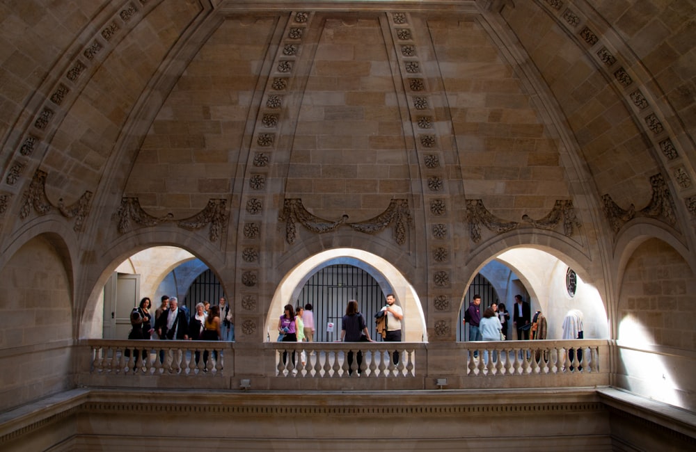 a group of people inside a building