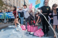 An engaging photo of a community event sponsored by Milk Industries.
