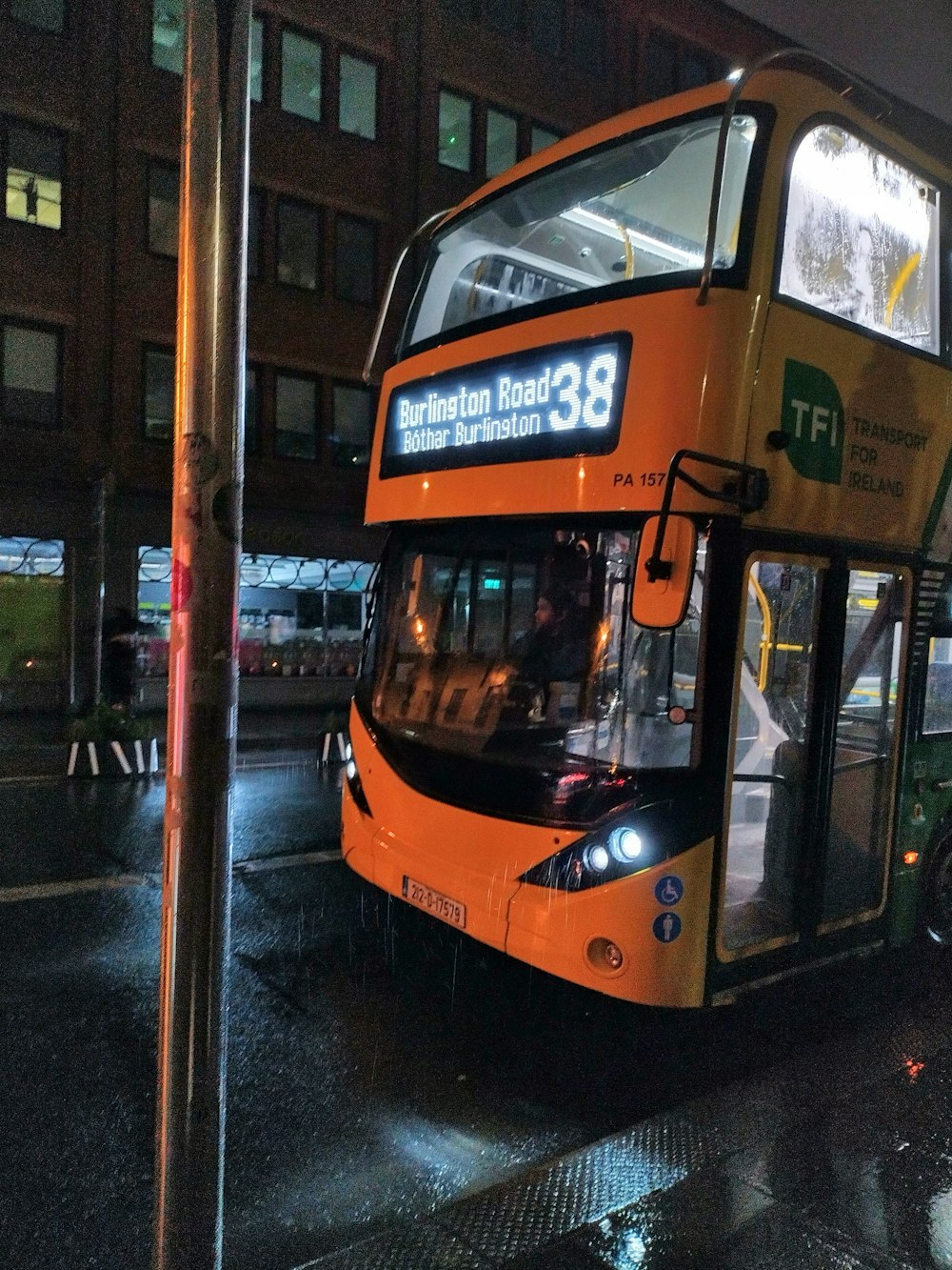 a double decker bus on the street