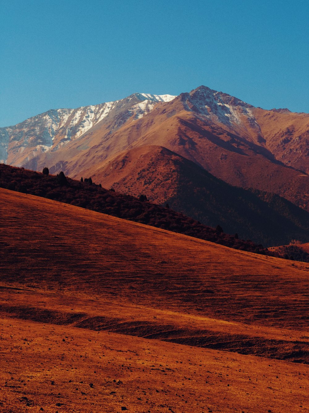 a mountain with snow