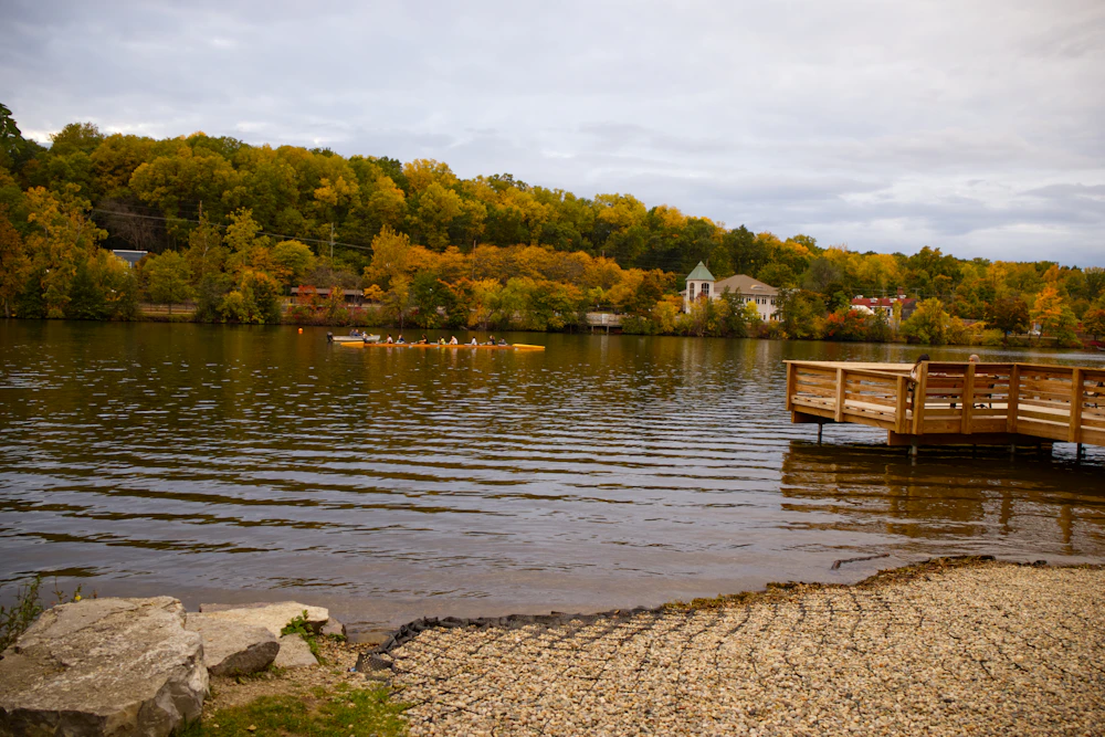 Wooden dock and deck on a Montana lake