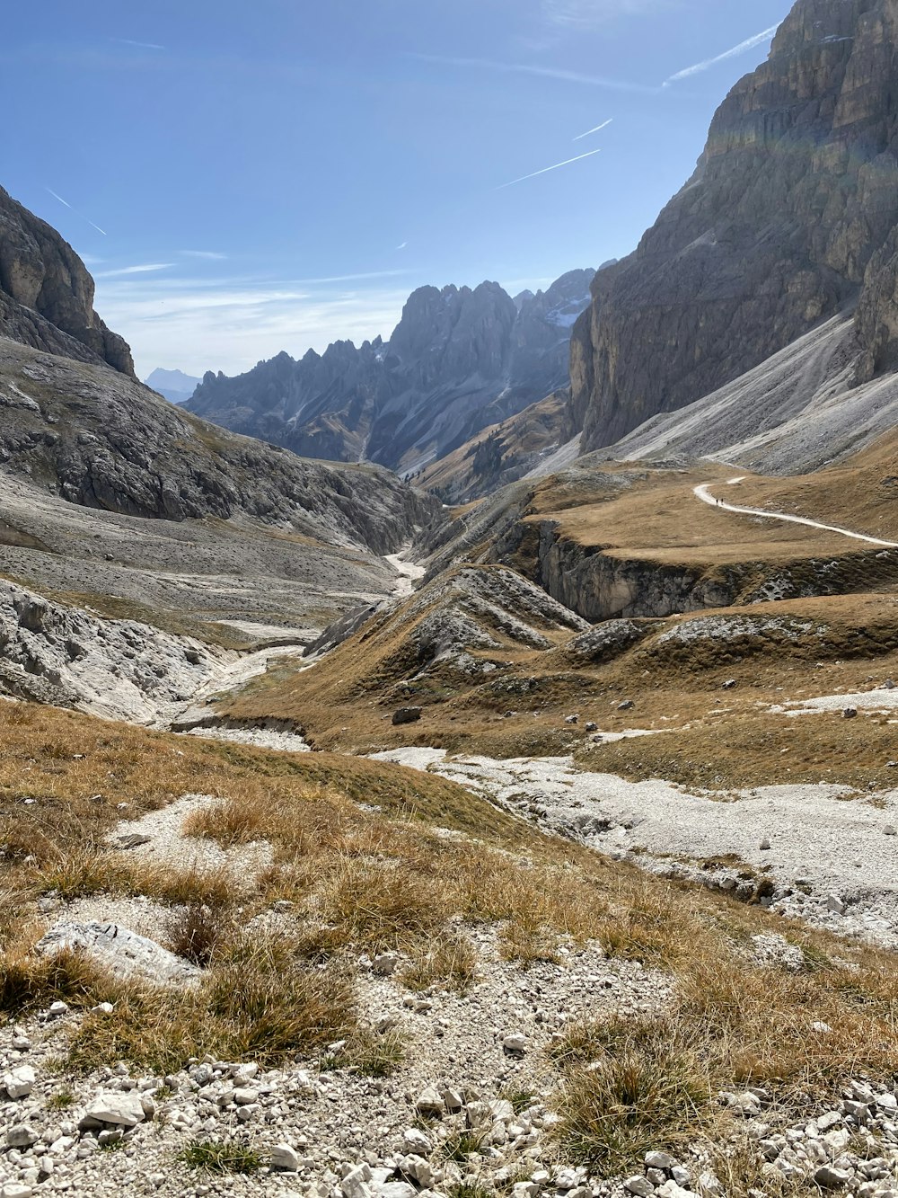 a rocky valley between mountains