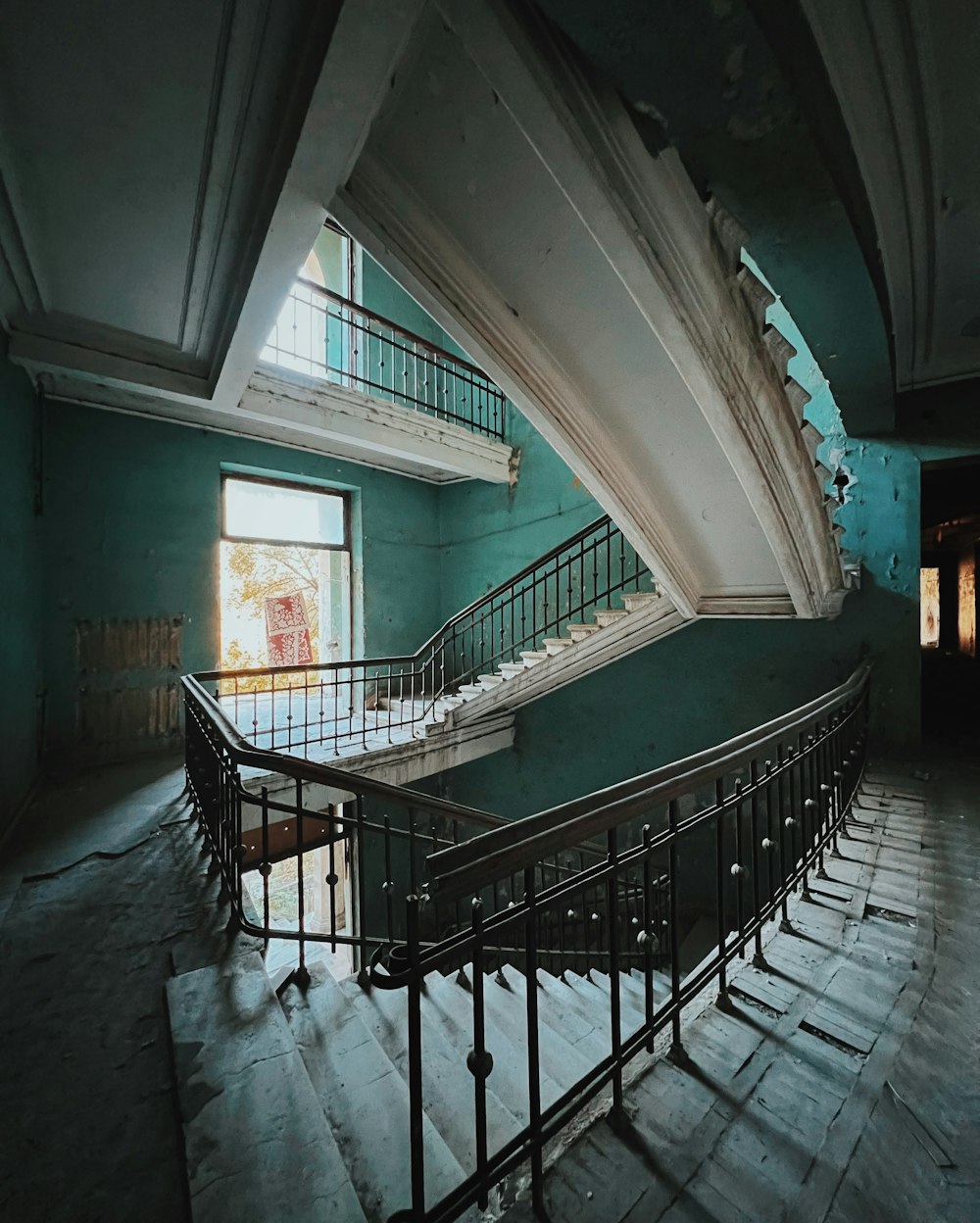 a staircase in a building