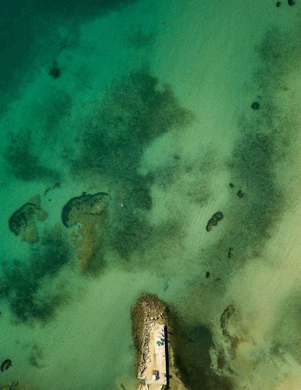 a person swimming underwater