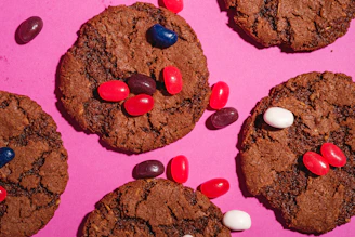 a group of chocolate chip cookies
